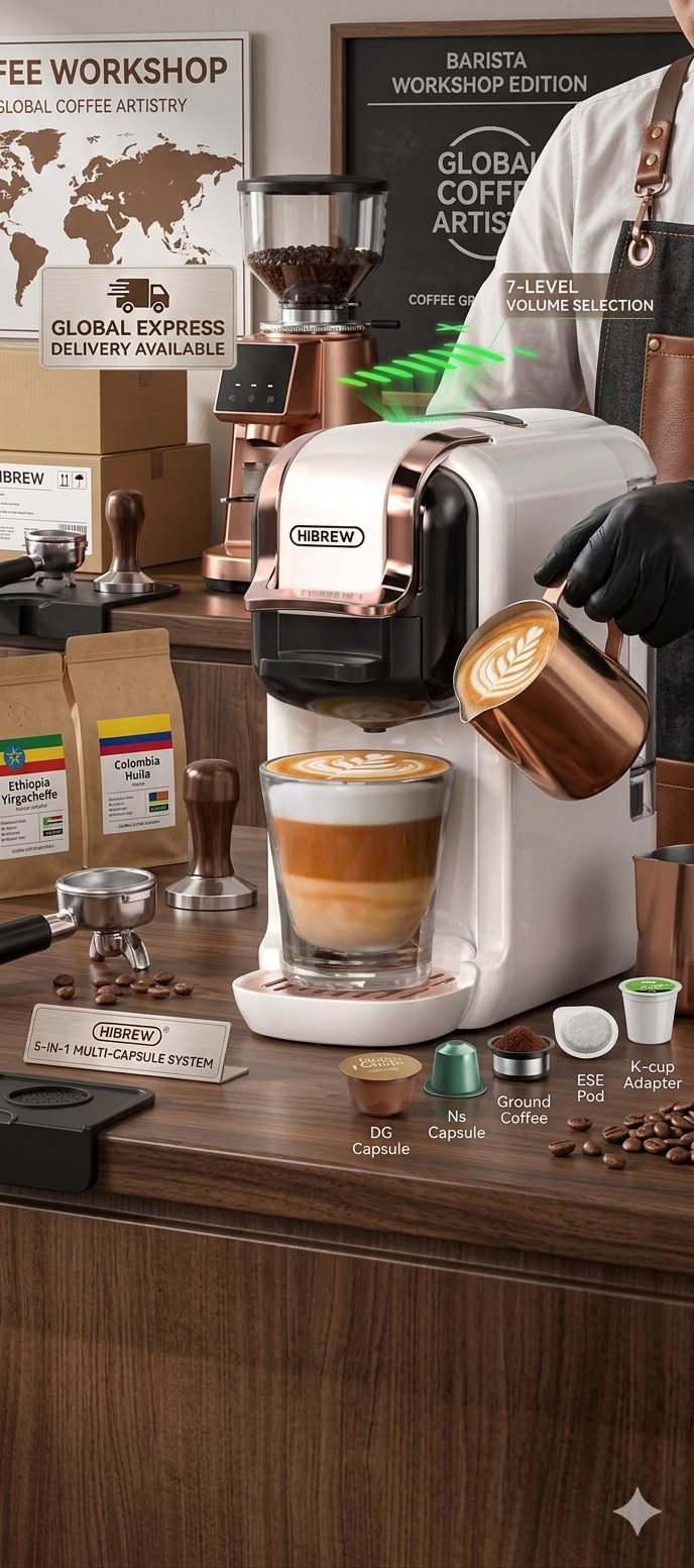 HiBREW 5-in-1 Espresso Machine | Multi-Capsule Coffee Maker